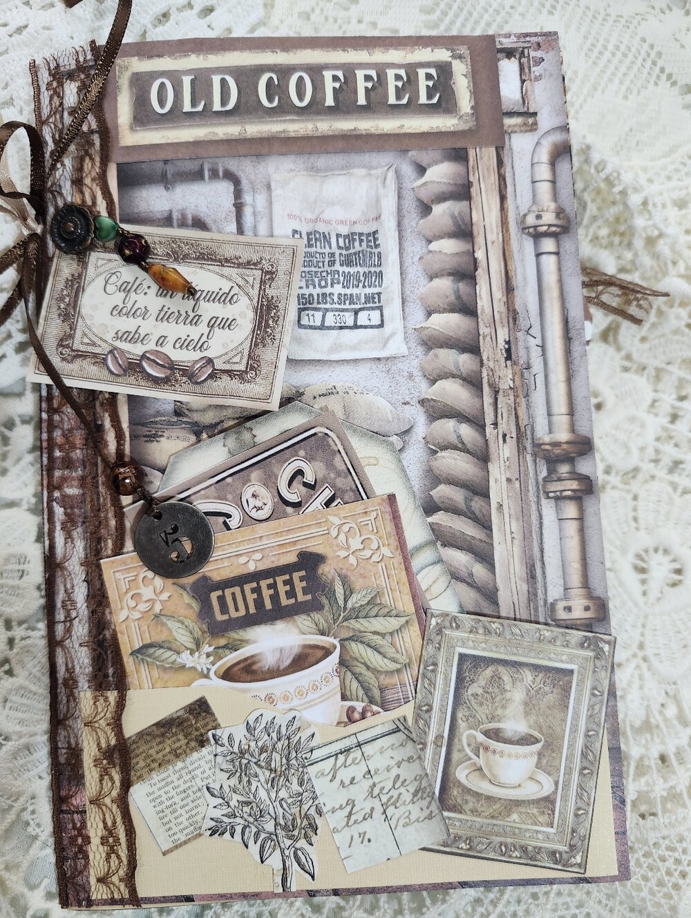Handmade Junk Journal Booklet "COFFEE & CHOCOLATE" 40pg. +Ephemers